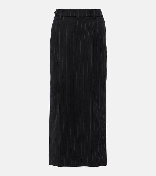 Brunello Cucinelli Pinstripe wool and cotton midi skirt