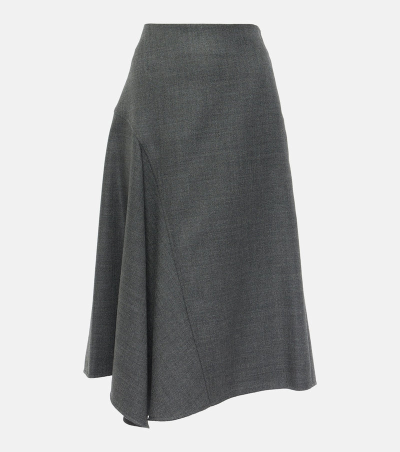 Brunello Cucinelli Asymmetric virgin wool midi skirt