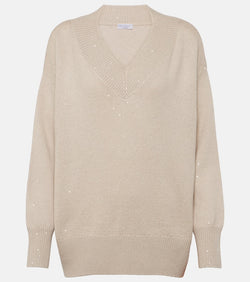 Brunello Cucinelli Embellished cashmere and silk sweater