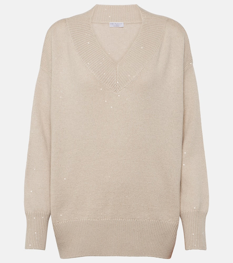 Brunello Cucinelli Embellished cashmere and silk sweater