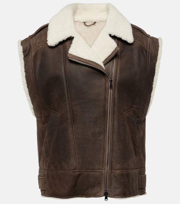 Brunello Cucinelli Shearling-lined leather vest