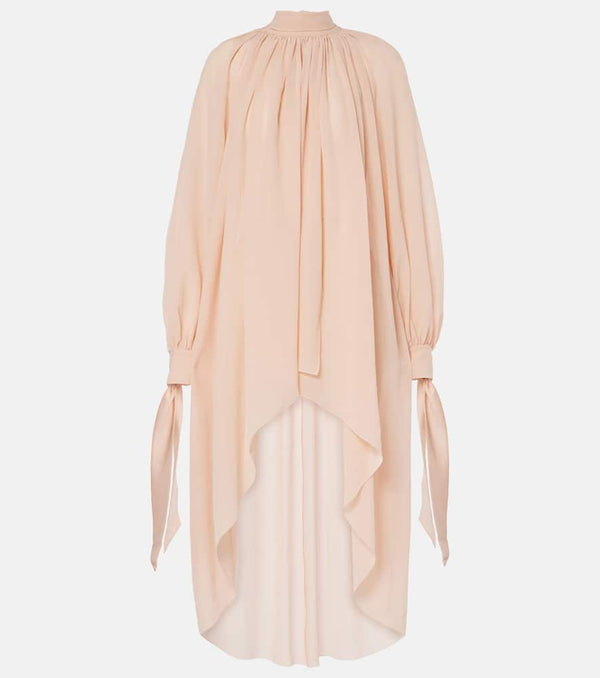 Chloé Gathered tie-neck silk georgette midi dress