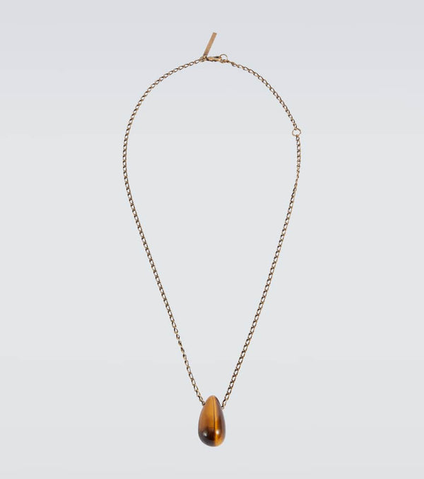 Dries Van Noten Tiger eye signet necklace