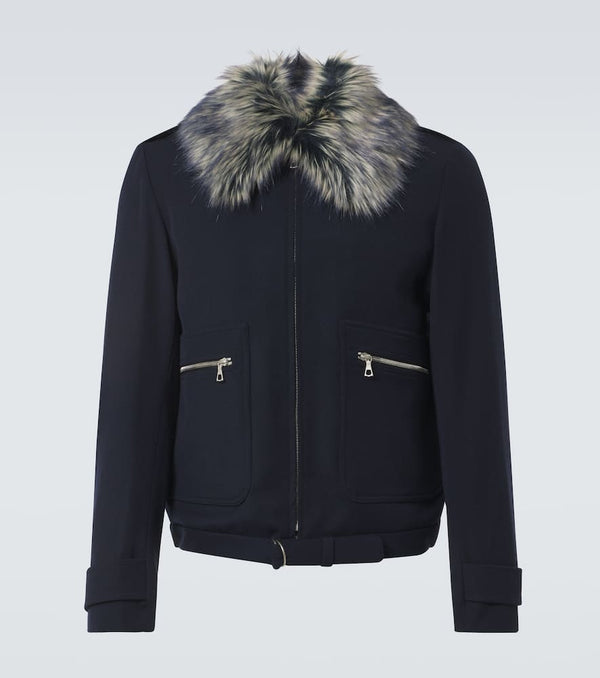 Dries Van Noten Faux fur-trimmed wool-blend blouson