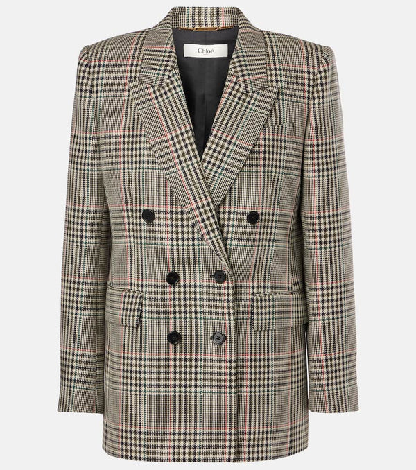 Chloé Double-breasted checked wool blazer