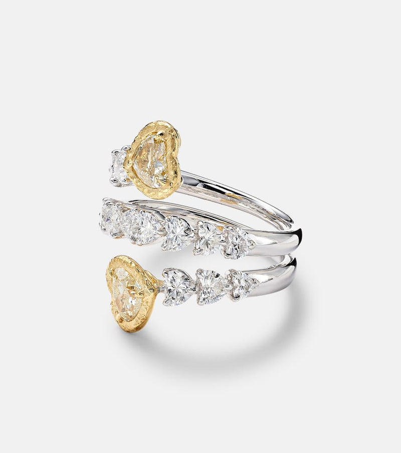 Kamyen Yellow Heart 18kt white gold ring with diamonds