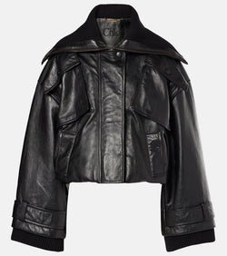 Chloé Cropped leather bomber jacket