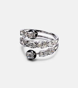 Kamyen 18kt white gold and enamel ring with diamonds