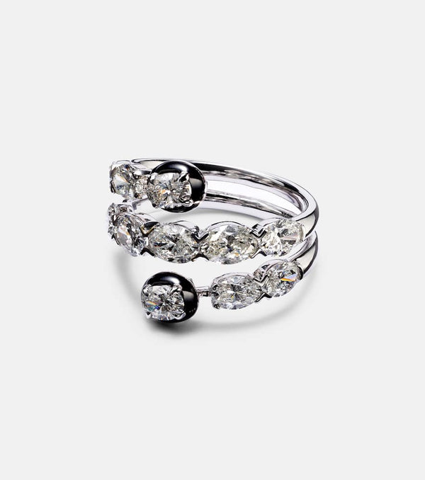 Kamyen 18kt white gold and enamel ring with diamonds