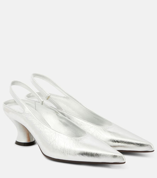 Dries Van Noten 65 metallic leather slingback pumps