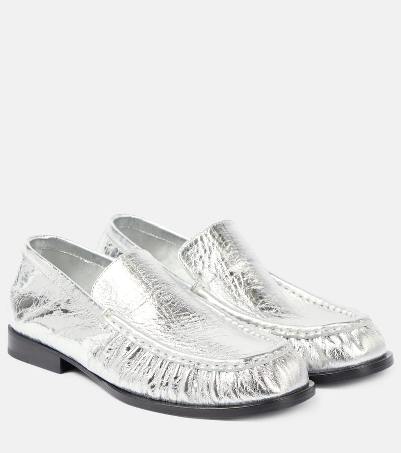 Dries Van Noten Metallic leather loafers