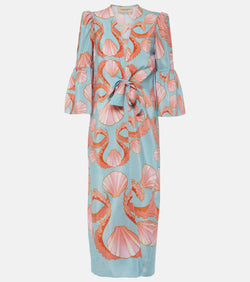 Adriana Degreas Printed gathered silk midi dress