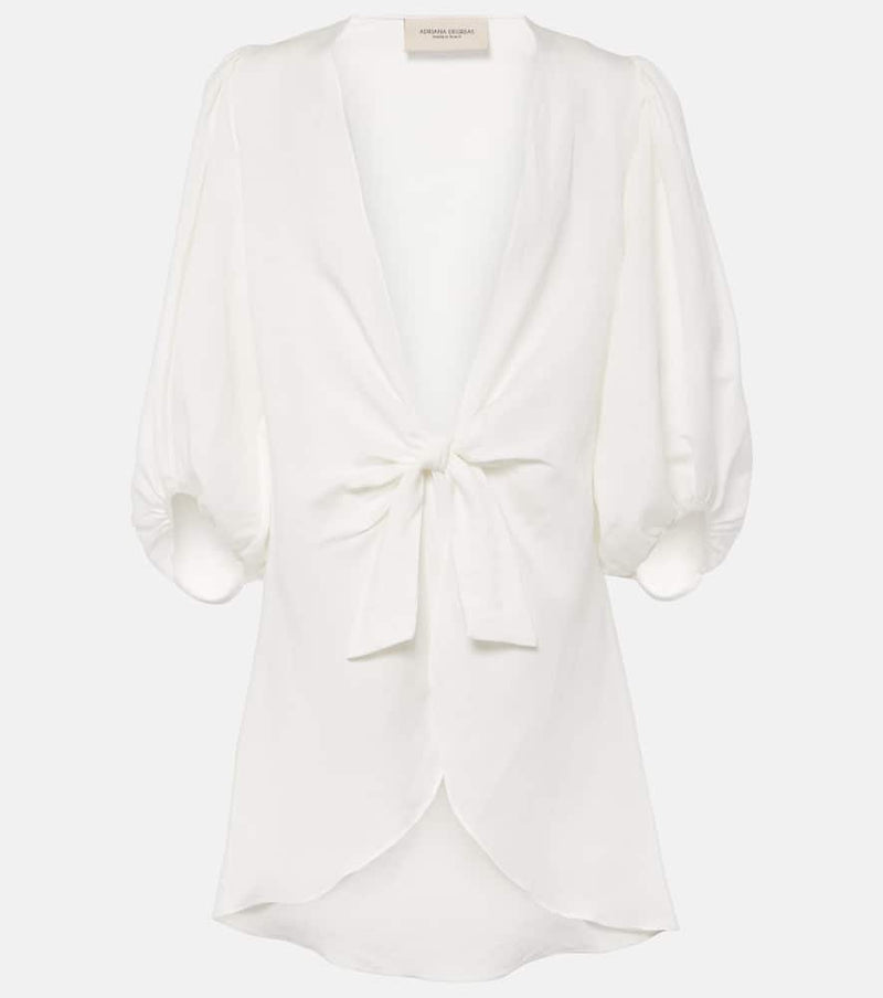 Adriana Degreas Puff-sleeve linen-blend blouse