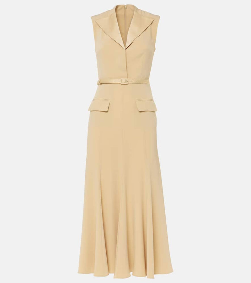 Roland Mouret Belted crêpe satin midi dress