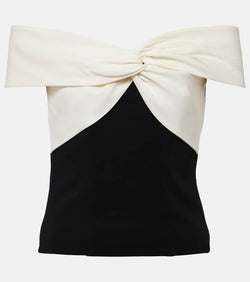 Roland Mouret Colorblocked gathered cady top