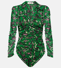 Diane von Furstenberg Giorgi printed mesh bodysuit