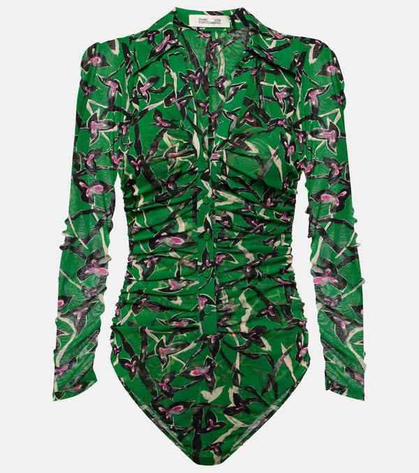 Diane von Furstenberg Giorgi printed mesh bodysuit