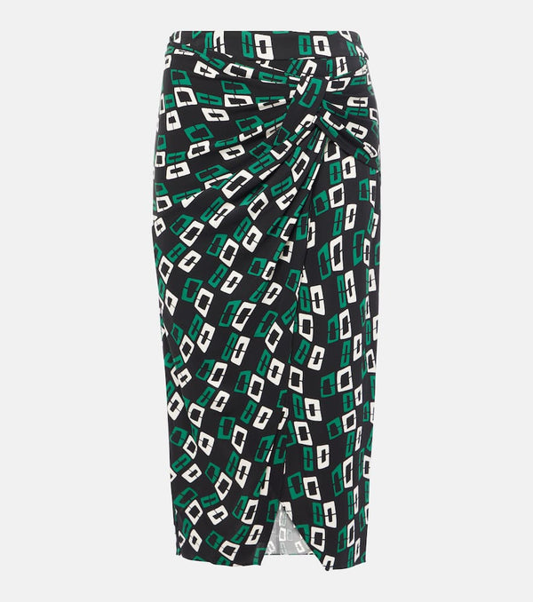 Diane von Furstenberg Willow printed ruched midi skirt