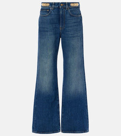 Rabanne Embellished mid-rise wide-leg jeans