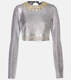 Rabanne Embellished lamé crop top