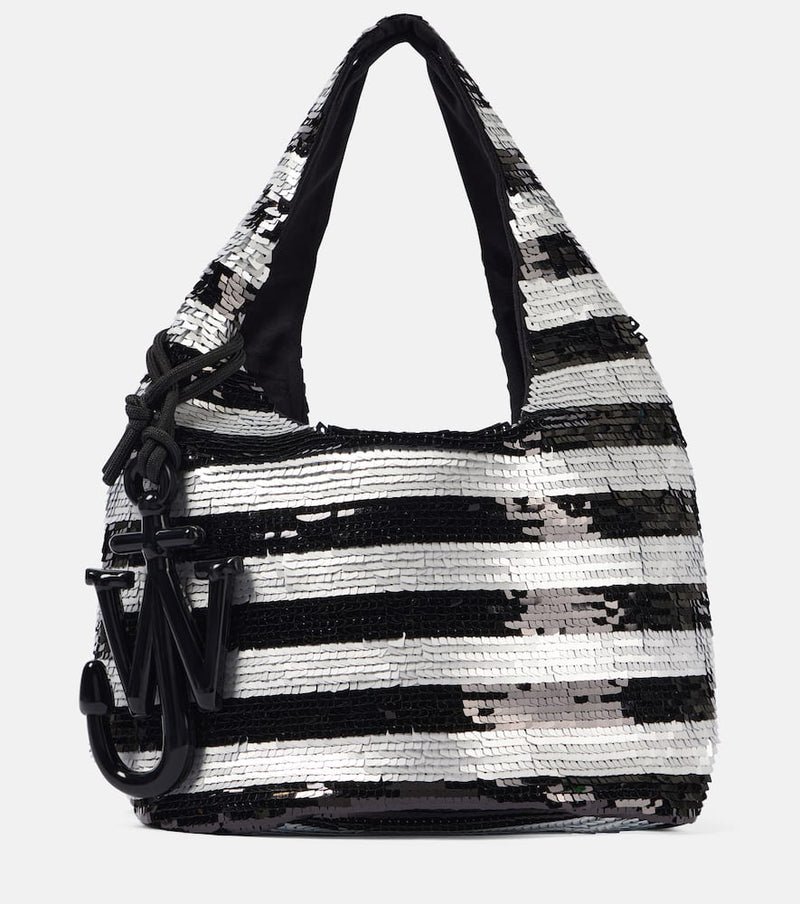 JW Anderson Mini striped sequined tote bag