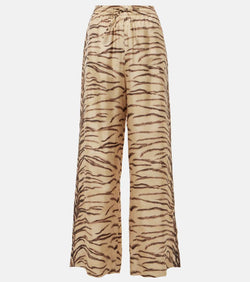 Stella McCartney Printed high-rise silk wide-leg pants