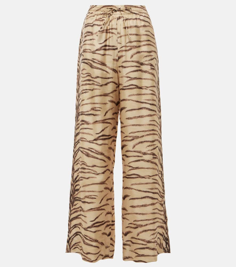 Stella McCartney Printed high-rise silk wide-leg pants