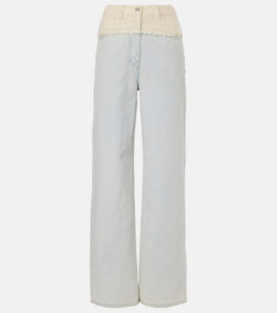 Givenchy 4G Liquid tweed-trimmed wide-leg jeans