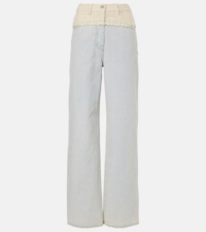 Givenchy 4G Liquid tweed-trimmed wide-leg jeans