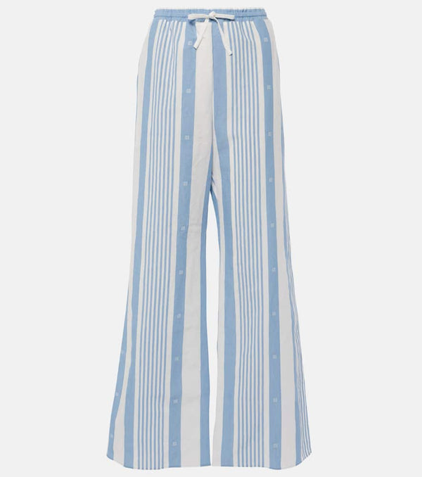 Givenchy 4G striped cotton and linen wide-leg pants