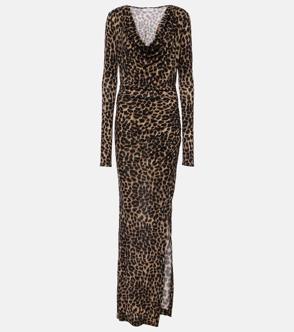 Blumarine Leopard-print wool jersey maxi dress