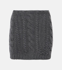 Blumarine Cable-knit wool and cashmere miniskirt