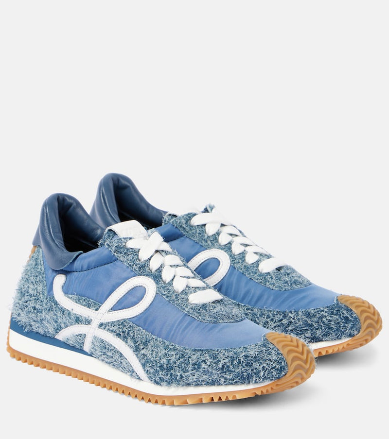 Loewe Flow Runner suede-trimmed denim sneakers