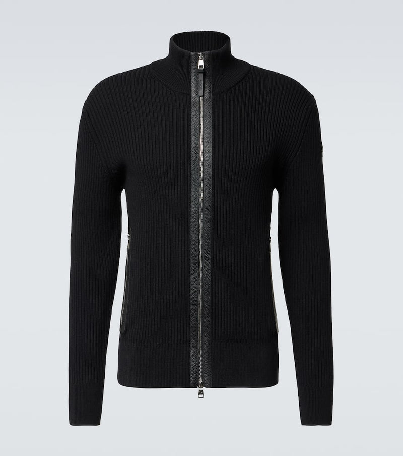 Moncler Ribbed-knit wool zip-up sweater