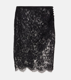 Saint Laurent Sheer cotton-blend lace wrap skirt