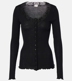 Saint Laurent Lace-trimmed wool and silk cardigan