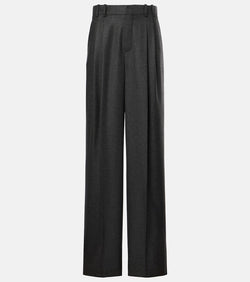 Saint Laurent Pleated cashmere wide-leg pants