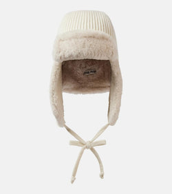 Miu Miu Shearling-trimmed wool and cashmere hat