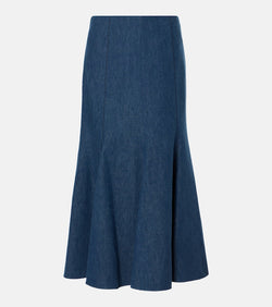 Gabriela Hearst Amy flared cotton and linen midi skirt