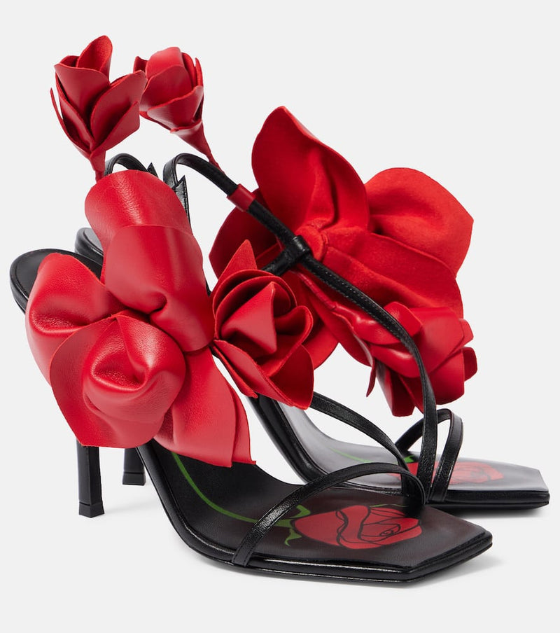 Magda Butrym Floral-appliqué leather slingback sandals