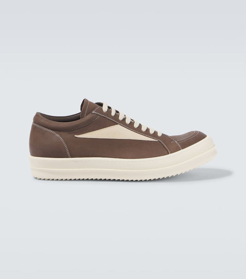 Rick Owens Suede-trimmed leather sneakers