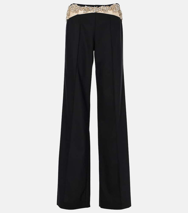 Costarellos Stelle embellished wool-blend slim pants