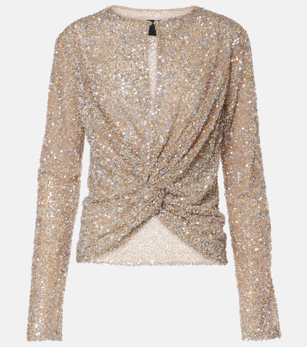 Costarellos Noa sequined cutout top