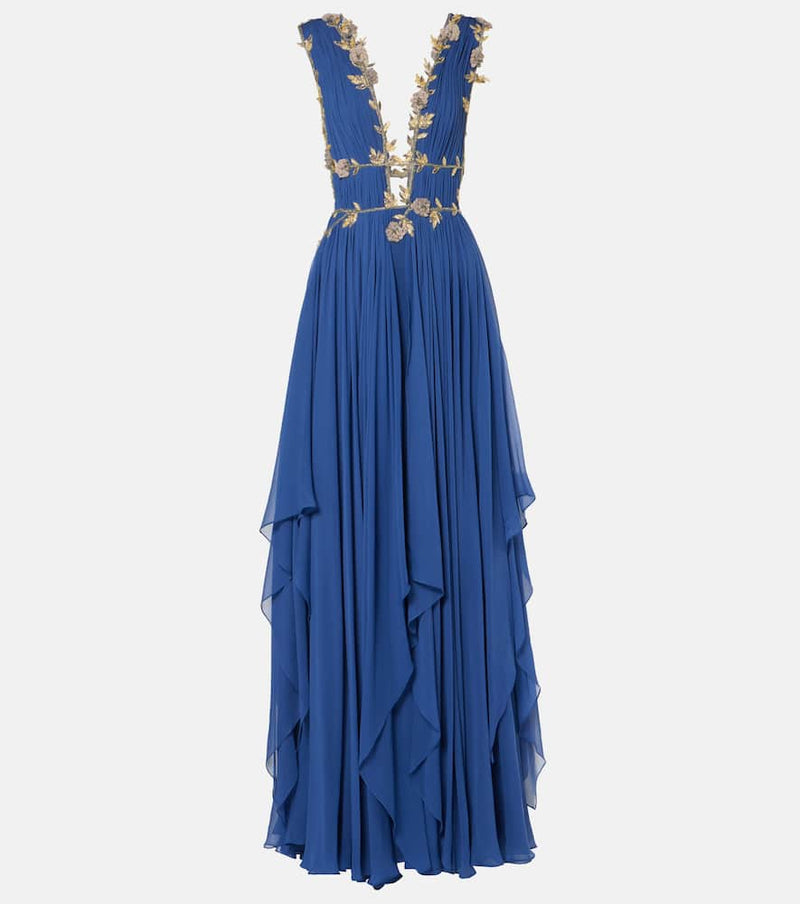 Costarellos Embellished silk-blend gown