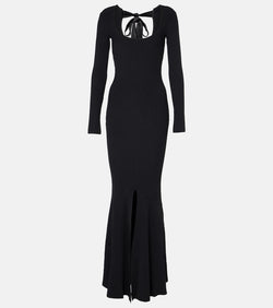 David Koma Ribbed-knit open-back jersey gown