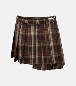 Acne Studios Pleated plaid wool-blend miniskirt