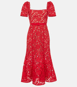 Self-Portrait Floral lace midi dress