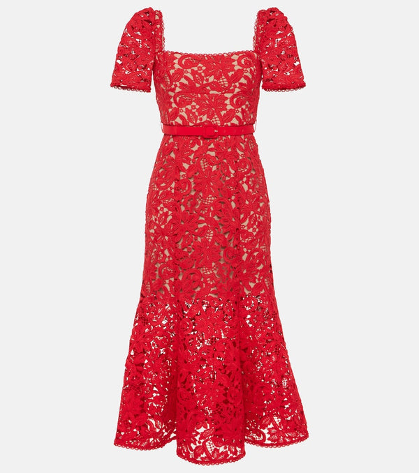 Self-Portrait Floral lace midi dress