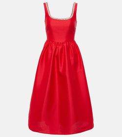 Self-Portrait Crystal-embellished taffeta midi dress