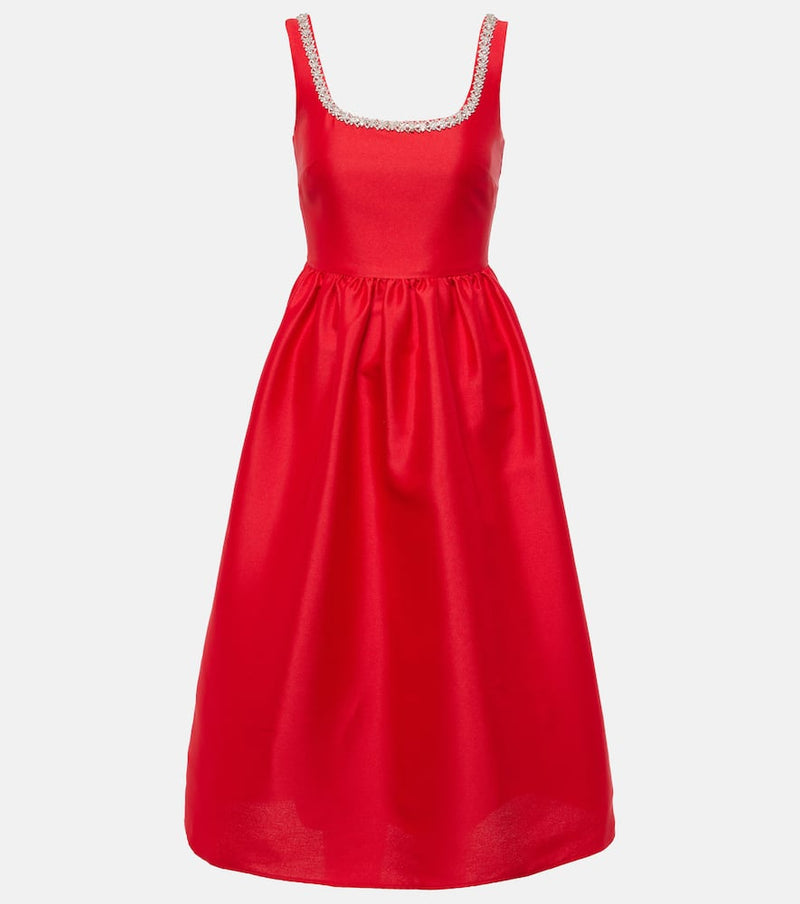 Self-Portrait Crystal-embellished taffeta midi dress